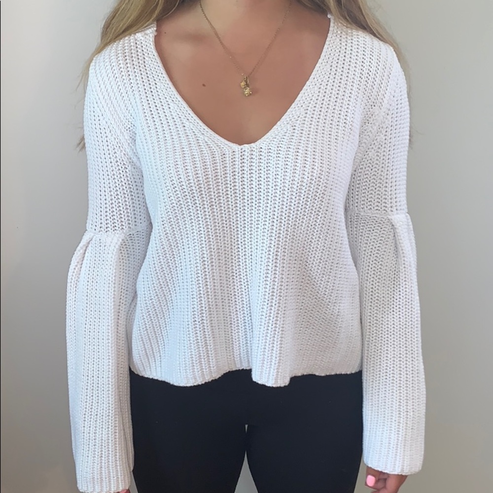 White bell sleeve top